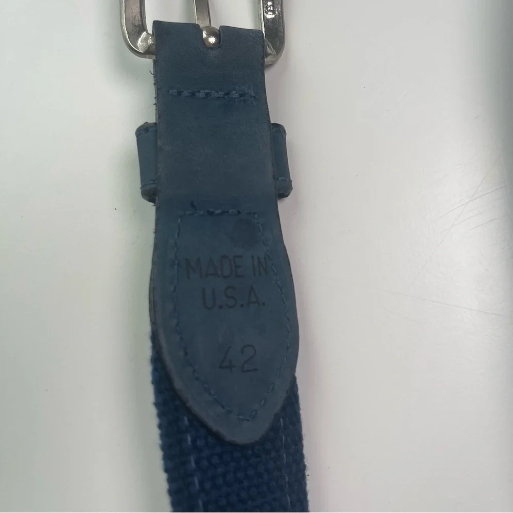 ZEPPELIN Blue Marlin Fish Leather Belt Solid Brass Buckle Made in USA Men’s 42